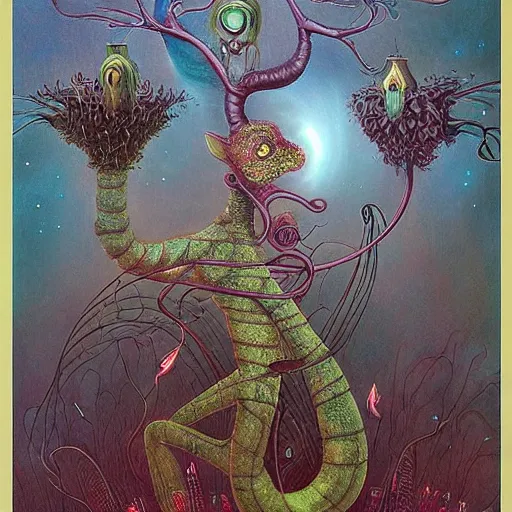 Image similar to surreal alien, artwork by Daniel Merriam,