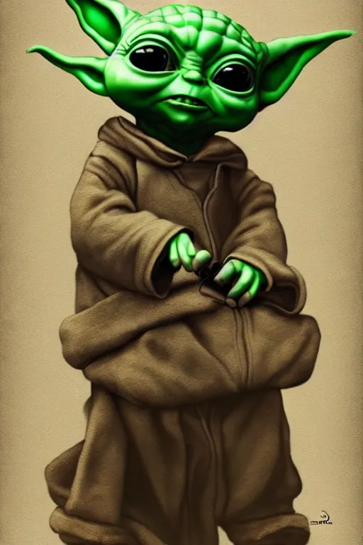 Prompt: baby yoda as a dj, turntable, hip hop, rapper, illustration, highly detailed, artstation, grogu