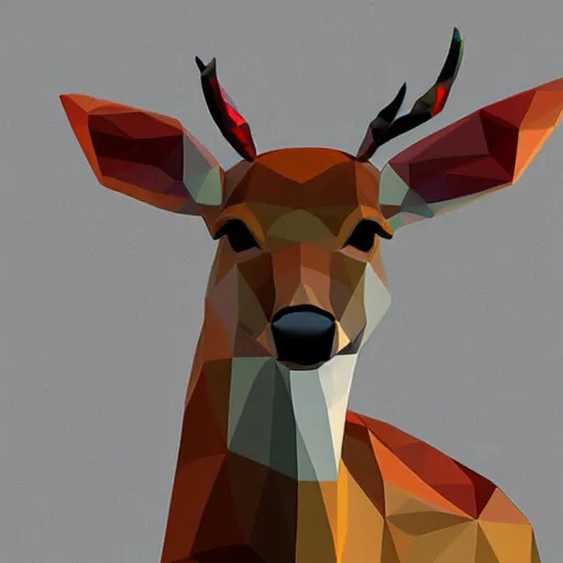 Prompt: low poly art of a deer