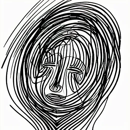 Image similar to scribble art portrait, lines, forms, shapes, abstract minimalism