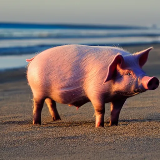 Image similar to pig on a beach