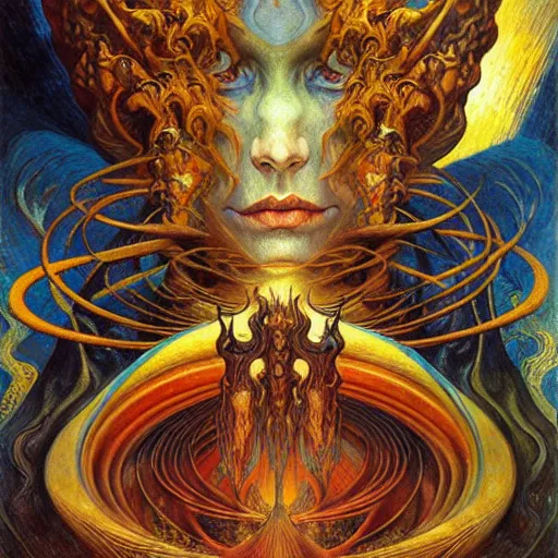 Image similar to Divine Chaos Engine by Karol Bak, Jean Delville, William Blake, and Vincent Van Gogh