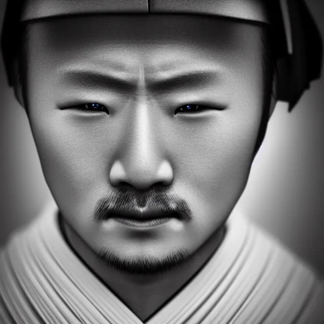 Image similar to perfectly centered close up portrait, samurai, professional portrait photography, candid photography, highly detailed, unreal engine 5