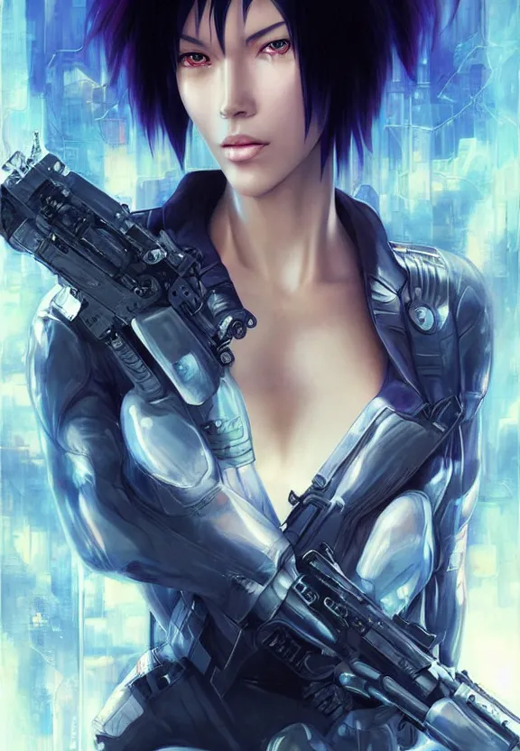 Prompt: the portrait of major kusanagi from ghost in the shell, digital art by artgerm and karol bak, sakimi chan and casey