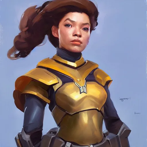 Prompt: greg manchess portrait painting of partially armored hermine granger as overwatch character, medium shot, asymmetrical, profile picture, organic painting, sunny day, matte painting, bold shapes, hard edges, street art, trending on artstation, by huang guangjian and gil elvgren and sachin teng