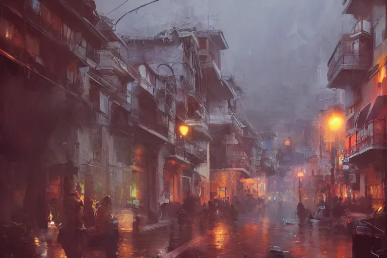 Image similar to bogota colombia artstation, atmosphere, highly detailed, craig mullins, james jean, digital painting, deviantart, cinematic lighting, 4 k