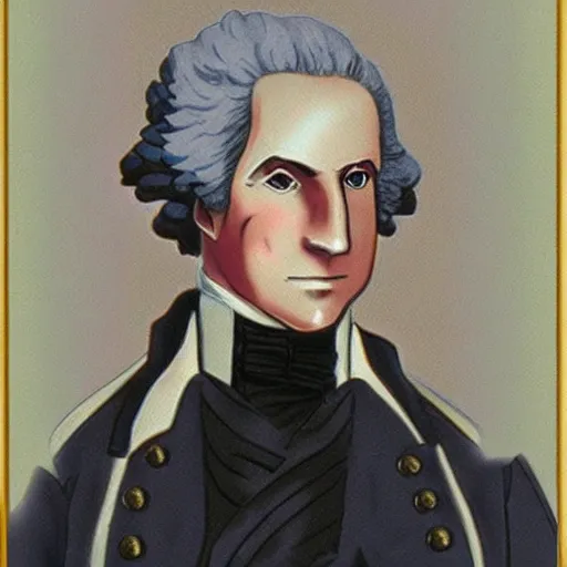 Prompt: anime! George Washington, portrait, Violet Evergarden style!
