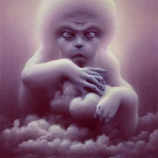 Image similar to cute cloud person by Zdzslaw Beksinski