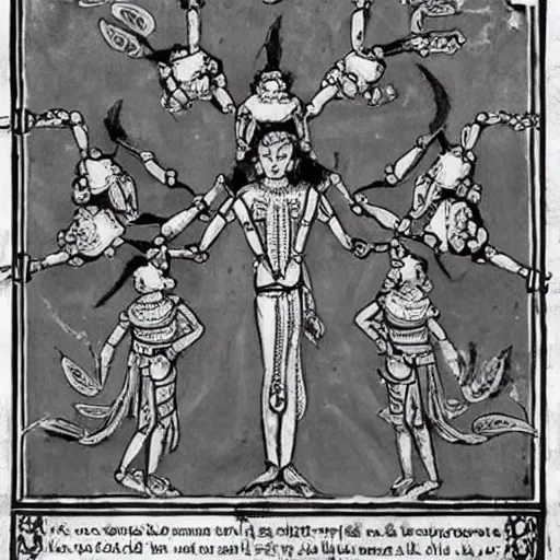 Image similar to [ kali ] ( ( ( ( 6 arms with swords ) ) ) ), laying easter to the ( ( ( ( ( ( world ) ) ) ) ),