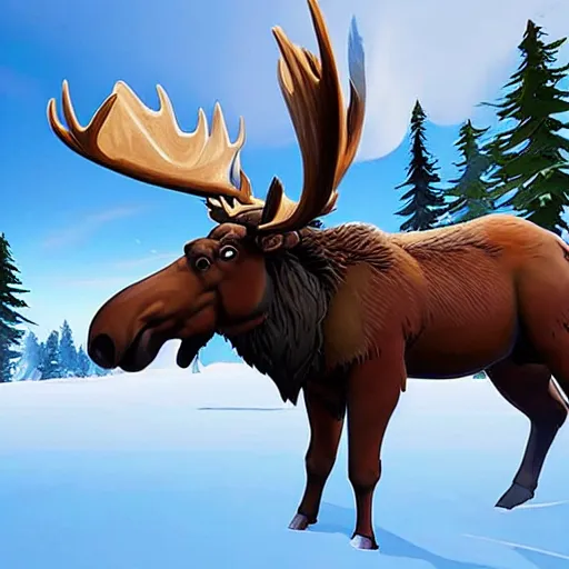 Prompt: a moose in Fortnite creative