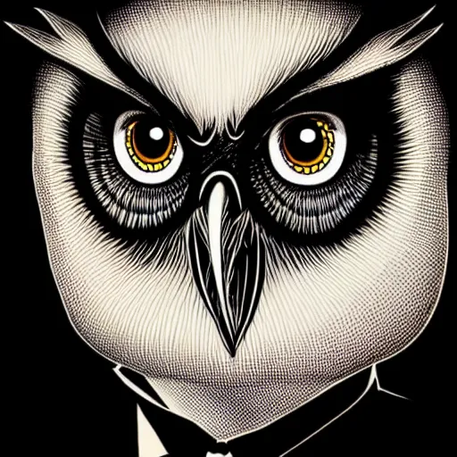 Image similar to a detailed portrait of Daniel Radclife as an owl in the style junji ito, 8k, ornate, intricate