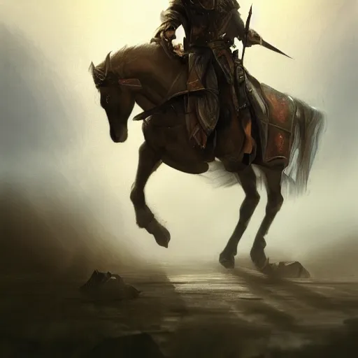 Prompt: epic portrait an hooded man riding a horse in a middle of an battlefield, explosions, dust, dirt, digital painting, artstation, concept art, soft light, hdri, smooth, sharp focus, illustration, fantasy, intricate, elegant, highly detailed, D&D, matte painting, in the style of Greg Rutkowski and Alphonse Mucha and artemisia, 8k, highly detailed, jurgens, rutkowski, bouguereau, pastoral, rustic, georgic, detailed concept art, illustration, colorful pastel, painting, detail, ultra detailed, digital art, 4K,