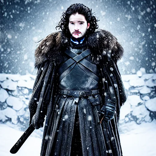 Prompt: a picture of jon snow as a snow flake