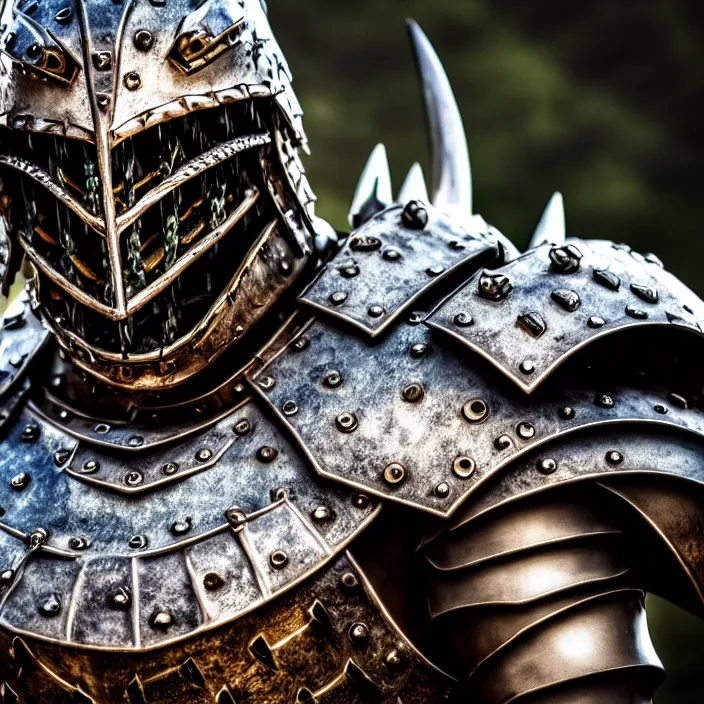 Prompt: photo of a warrior with metal crocodile themed armour, highly detailed, 4 k, hdr, smooth, sharp focus, high resolution, award - winning photo