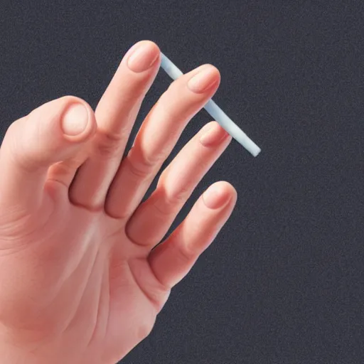 Prompt: thin hand with five 5 fingers holding a cigarette, hyper realistic, highly detailed, photo realistic