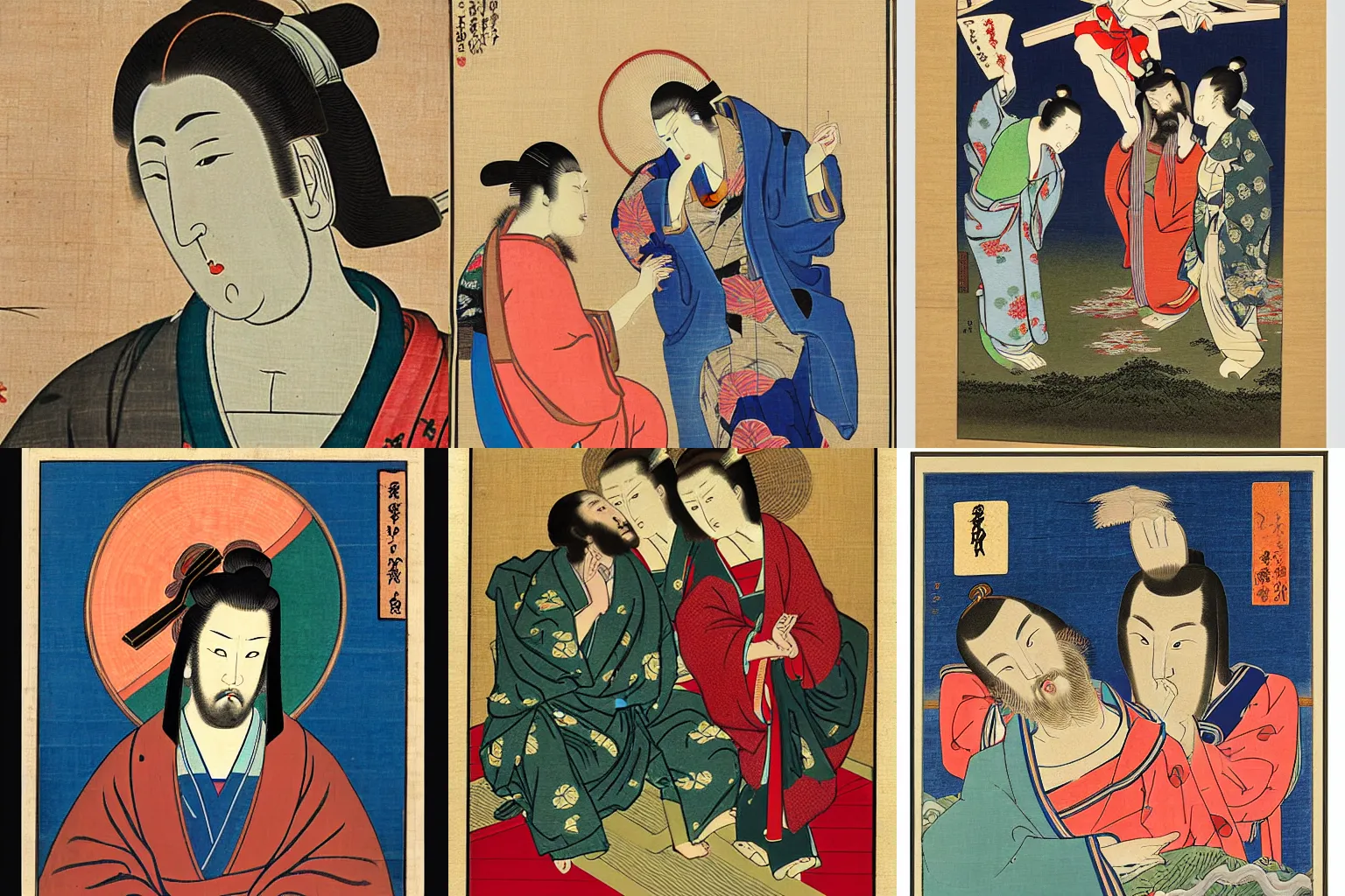Prompt: Jesus, painted ukiyo-e, Edo period