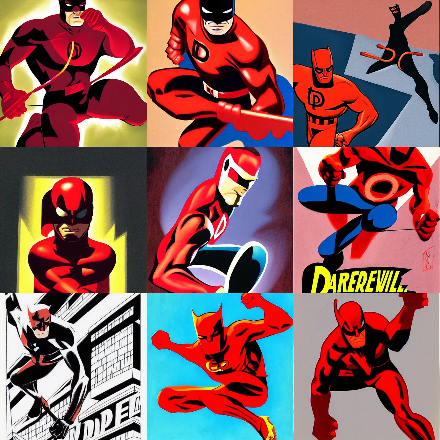 Prompt: daredevil painted by bruce timm