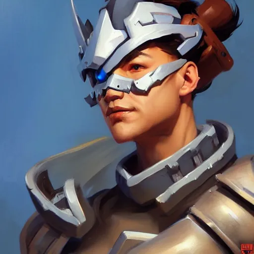 Image similar to Greg Manchess portrait painting of human fantasy warrior as Overwatch character, wacky, medium shot, asymmetrical, profile picture, Organic Painting, sunny day, Matte Painting, bold shapes, hard edges, street art, trending on artstation, by Huang Guangjian and Gil Elvgren and Sachin Teng