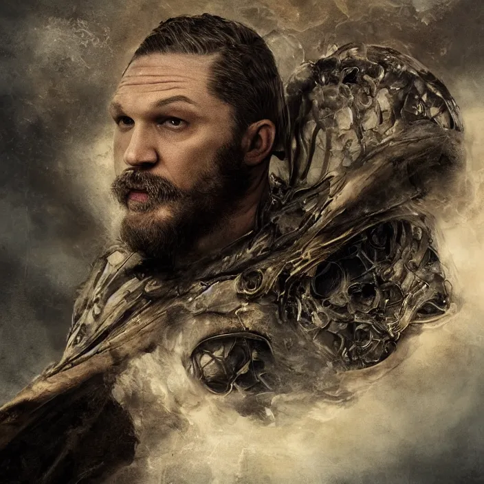 Prompt: professional photographic portrait of tom hardy as machiavelli vanquished scifi aliens strewn over the ground, renaissance style, fine art piece, incredible detail, vray rendering, high octane,