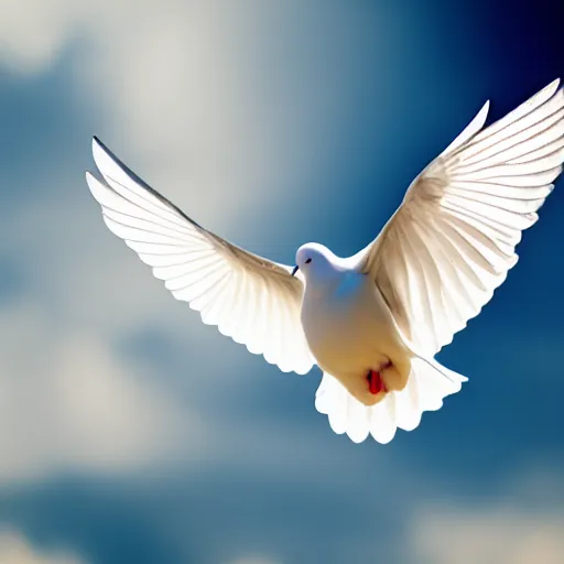 white dove flying away