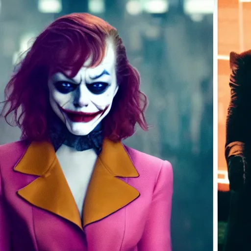 Prompt: stunning beautiful awe inspiring Emma Stone as The Joker 8k hdr