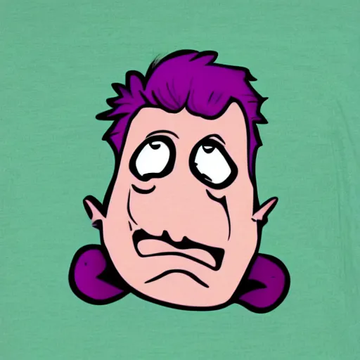 Image similar to a purple t-shirt with a cartoon face