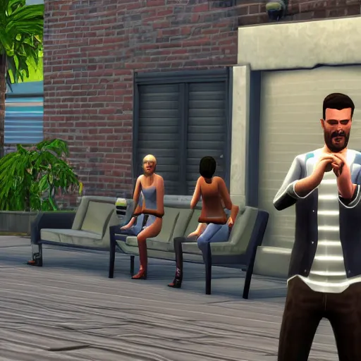 Prompt: max payne in the sims 4