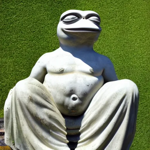 Image similar to greek statue of pepe the frog