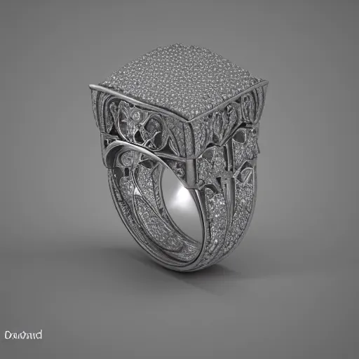 Image similar to diamond magic ring fantasy item, 8 k, fantasy, realistic, volumetric lighting, mood lighting, product view, rendered in cinema 4 d