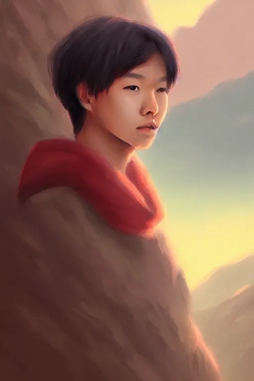 Image similar to a portrait of a character in a scenic environment by Janice Sung