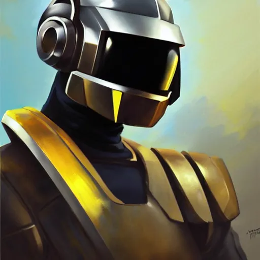 Image similar to greg manchess portrait painting of armored daft punk as overwatch character, medium shot, asymmetrical, profile picture, organic painting, sunny day, matte painting, bold shapes, hard edges, street art, trending on artstation, by huang guangjian and gil elvgren and sachin teng