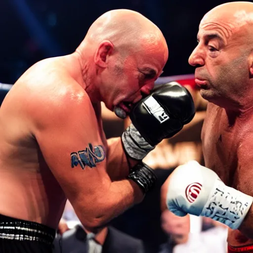 Prompt: Donald Trump punching Joe Rogan in the face, 8k,