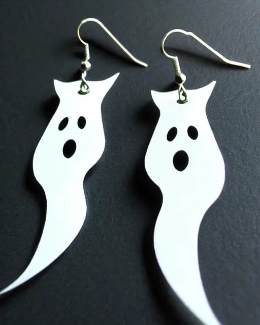 Image similar to cute funny ghost, 2 d lasercut earrings, retro minimalistic clean, concept art, trending on artstation, trending on deviantart