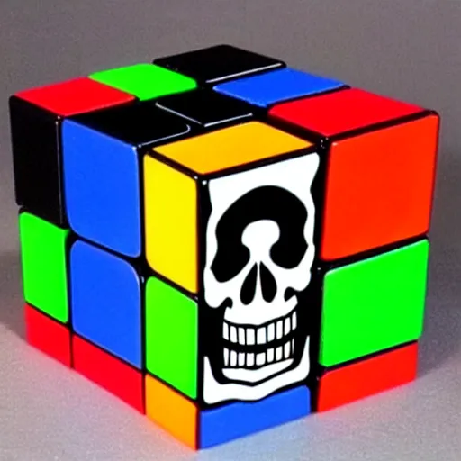 Image similar to a skull shaped rubik's cube