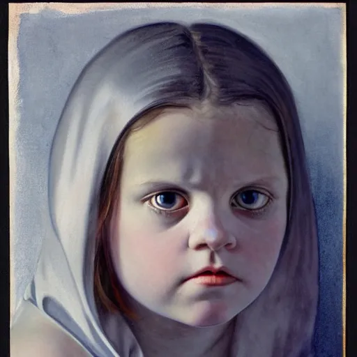 Image similar to close up of a bautiful girl with big silver eyes, watercolor by gottfried helnwein, by hammershøi, art noveau, highly detailed, lights by edward hopper, liminal, eerie, bright pastel colors