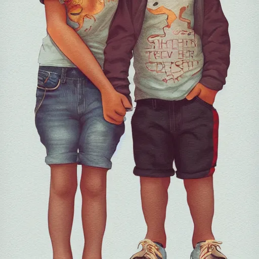 Prompt: sister loves her brother, brother loves his sister, bonding, full body, concept art trending on artstation, illustration, devianart, hyperdetailed, hyperreal, golden ratio, rule of thirds, 8 k