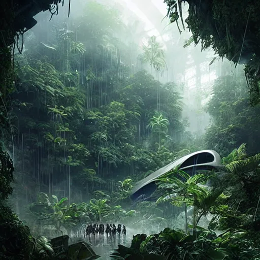 Image similar to epic, ultra detailed, hyper - real alien jungle by greg rutkowski inside the movie matrix by zaha hadid