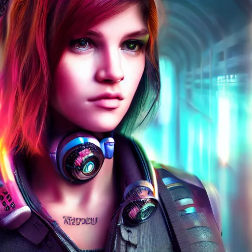 Image similar to the cyberpunk girl portrait, render, octane, 4k, highly detailed, vivid colors, high definition