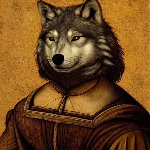 Image similar to portrait of retarded wolf, da vinci