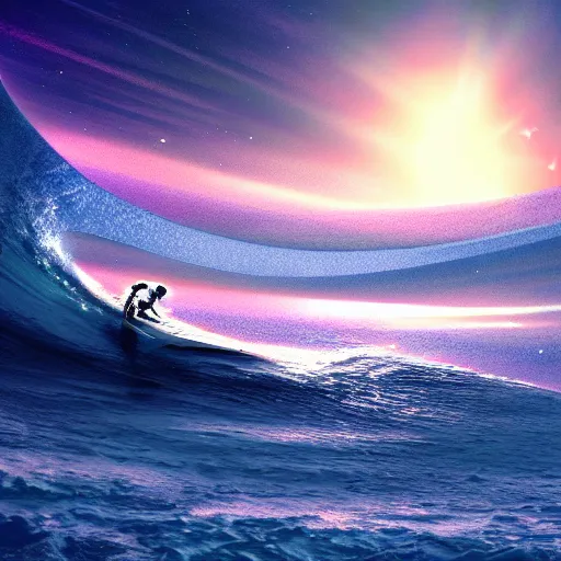 Image similar to space wave surfer, digital art, trending on, matte painting