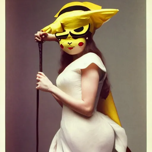 Prompt: elegant woman dressed up as pikachu, art photo by Annie Liebovitz and Alphonse Mucha, clean, sharp, smooth, glossy photo