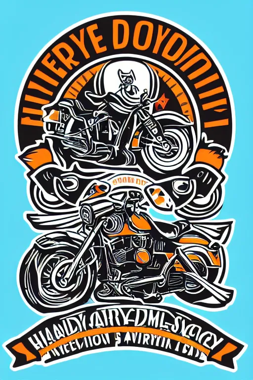 Image similar to Harley Davidson motorbike , sticker, colorful, illustration, highly detailed, simple, smooth and clean vector curves, no jagged lines, vector art, smooth