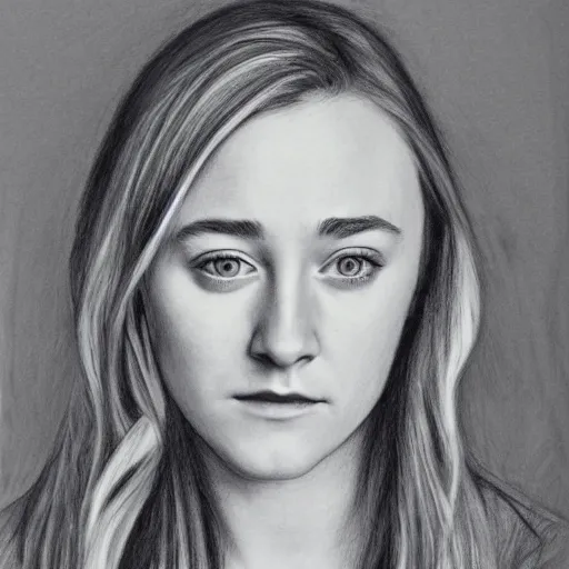 Prompt: Saoirse Ronan portrait, pencil sketch, graphite on paper