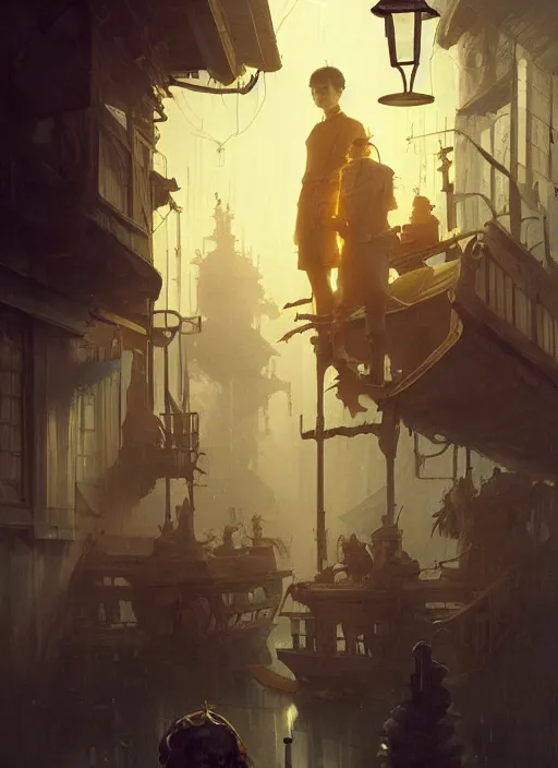 Prompt: will the lanterns run out, photorealistic movie still by michael komarck, greg rutkowski, victo ngai, artgerm, willem claesz heda and j. dickenson