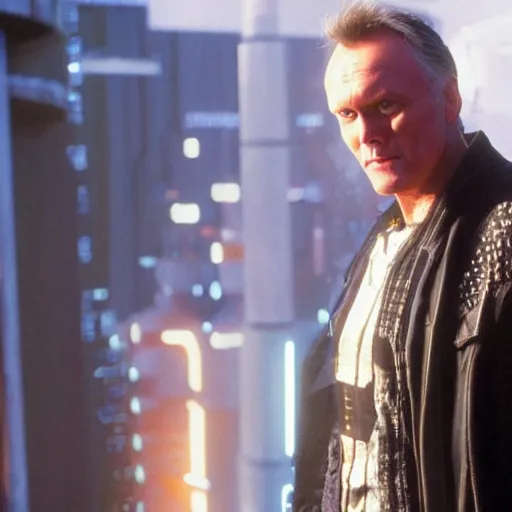 Image similar to Anthony Head as Cyberpunk Uther