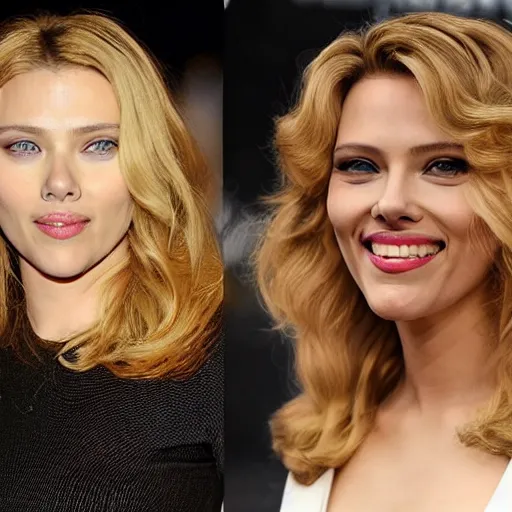 Prompt: scarlett johansonn with farrah fawcett hair