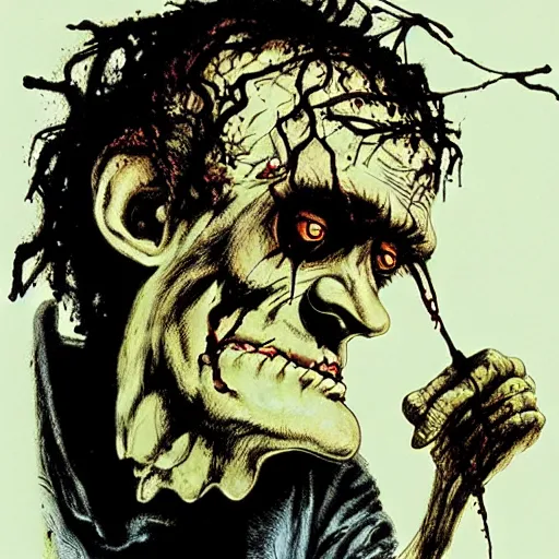 Image similar to frankenstein by ralph steadman