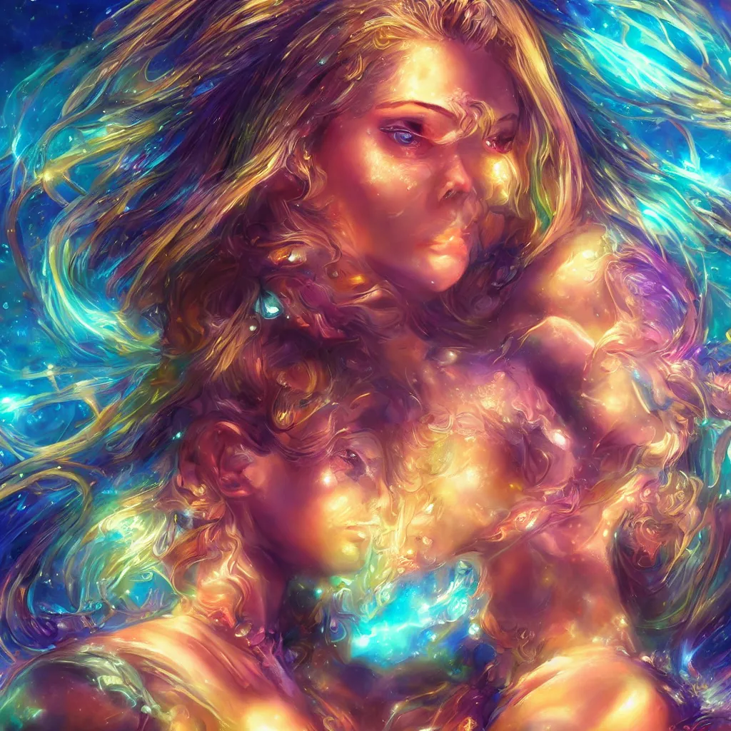 Image similar to highly detailed close up portrait of a celestial girl with a body made of cosmic energy, character art, studio lightning, bright colors, intricate, masterpiece, photorealistic, hiperrealistic, sharp focus, high contrast, Artstation HQ, DeviantArt trending, 4k UHD, Unreal Engine 5