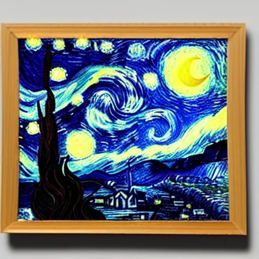 Prompt: a nightsky with a strawberry moon, inspired by starry night, vincent van gogh, 3 d - like