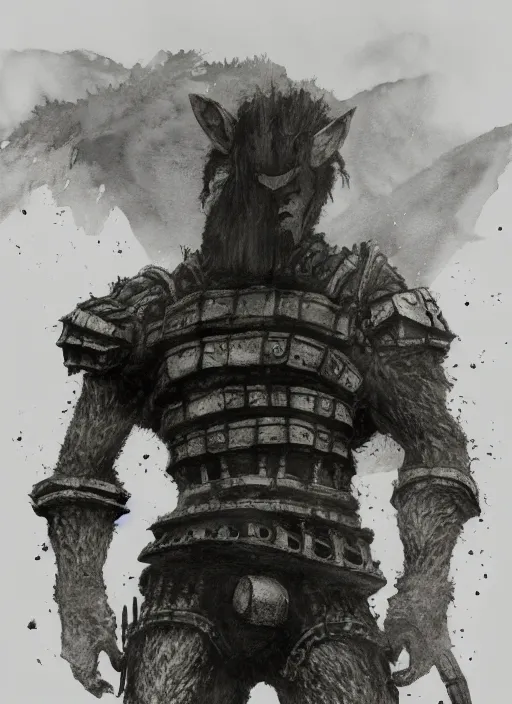 Image similar to portrait, Shadow of the Colossus, watercolor, dramatic lighting, cinematic, establishing shot, extremely high detail, foto realistic, cinematic lighting, pen and ink, intricate line drawings, by Yoshitaka Amano, Ruan Jia, Kentaro Miura, Artgerm, post processed, concept art, artstation, matte painting, style by eddie mendoza, raphael lacoste, alex ross